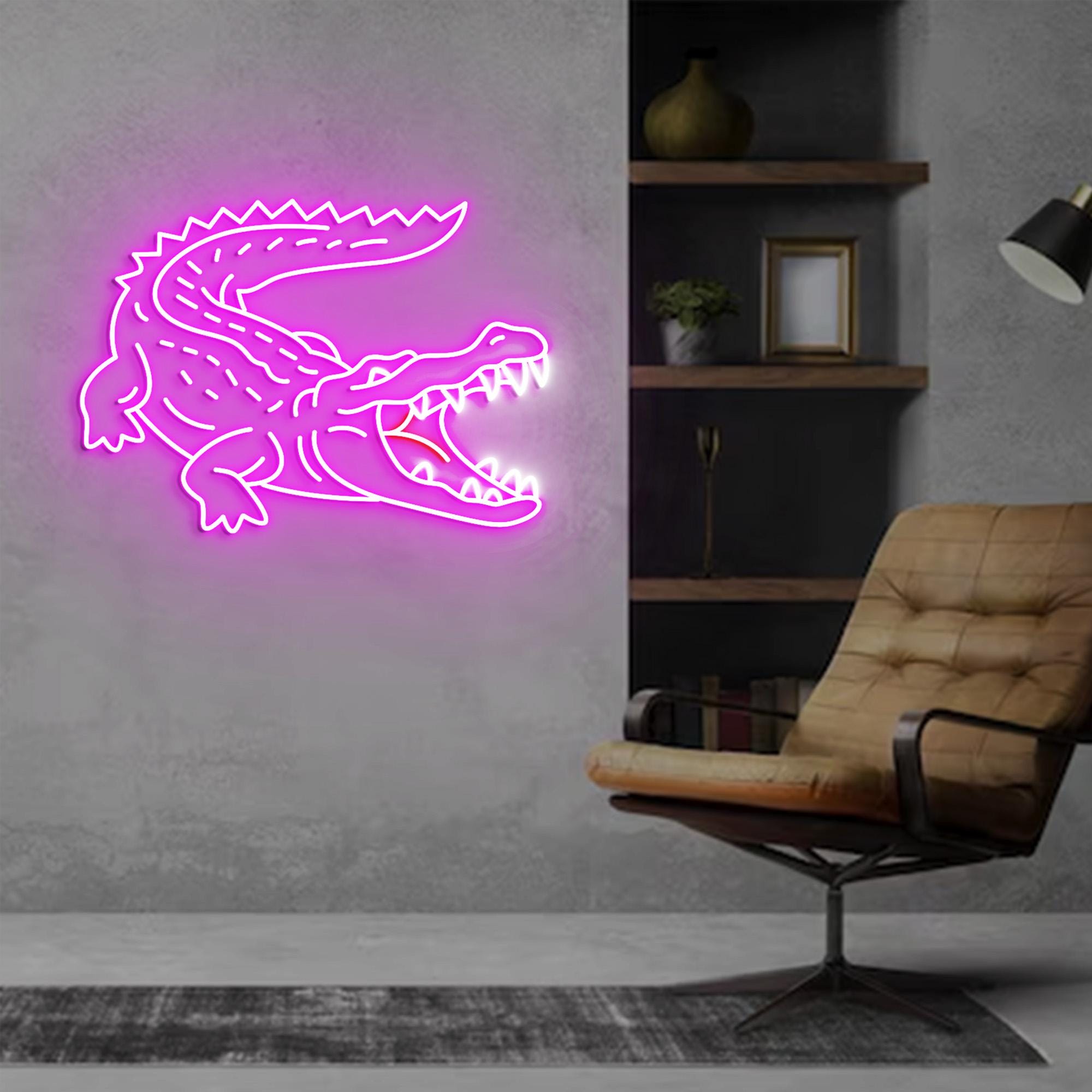Crocodile Neon Sign, Crocodile Neon Sign Light Decor, Crocodile Bedroom Neon Sign, Alligator Led Neon Light, Crocodile Wall Art Decoration