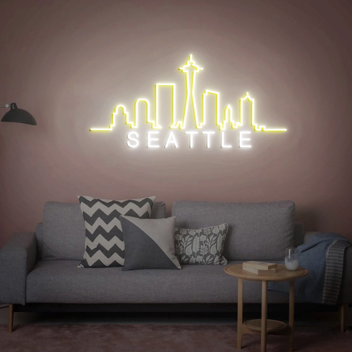 Seattle Skyline Neon Sign, Seattle Skyline Arty, US City Art, Custom City Skyline Neon Light, Seattle Art, Personalized Living Room Decor