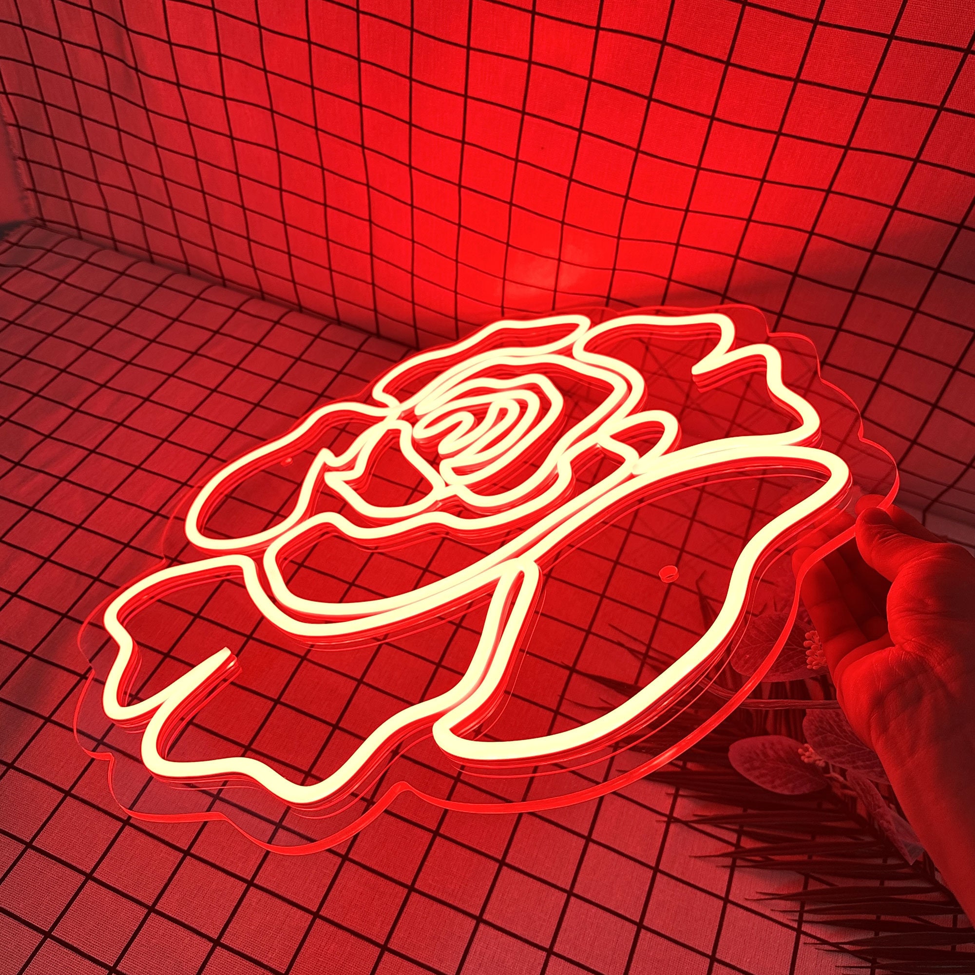 Rose Neon Light, Neon Sign Light Decor, Rose Bedroom Neon Sign, Bedroom Neon Lights, Home Neon Lights, Rose Wall Decoration