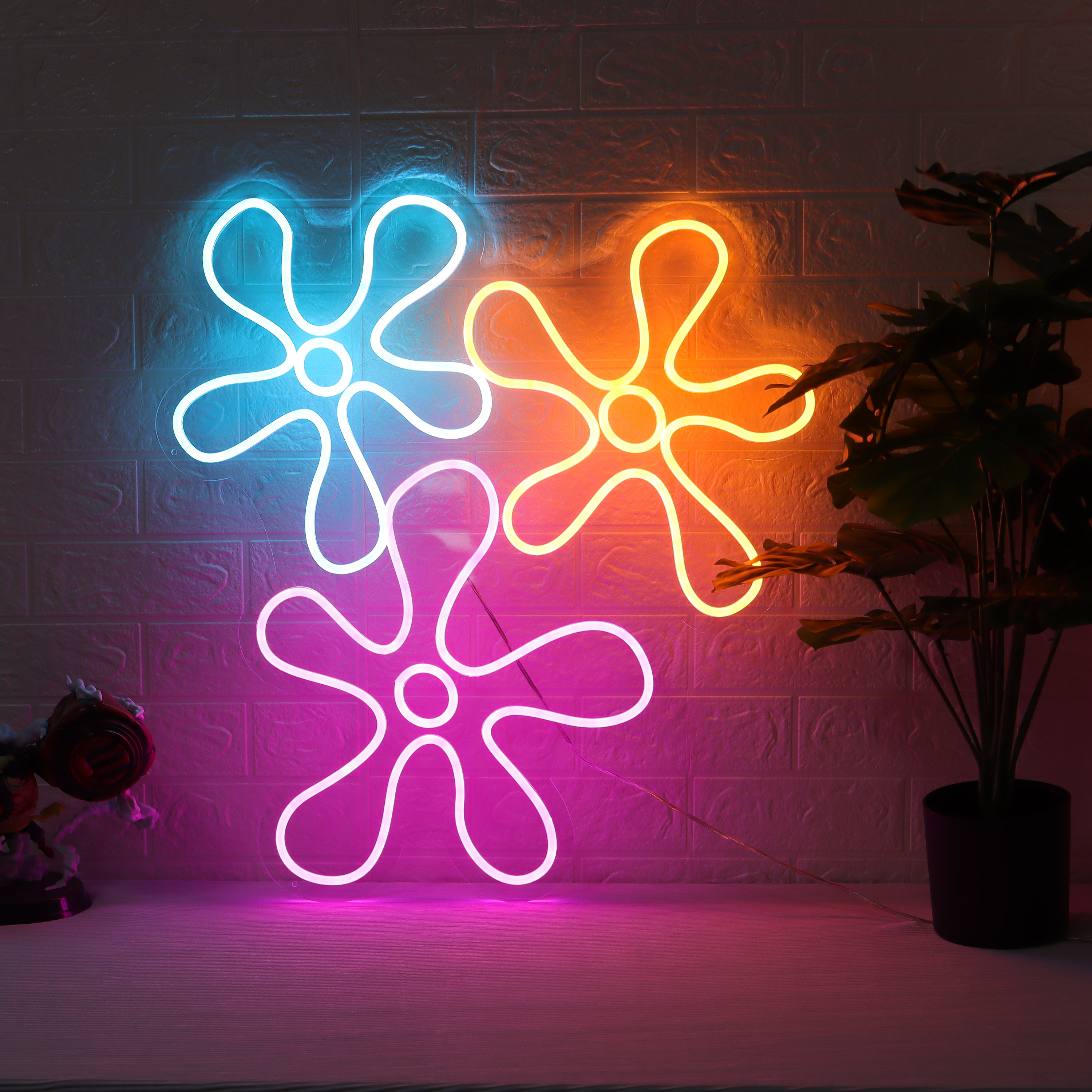 Popping Flowers Neon Sign|LED Custom Multi Colors Neon Lights For Home Room| Wall Decor| Custom Flower Neon Light|Wall Art Bedroom Decor