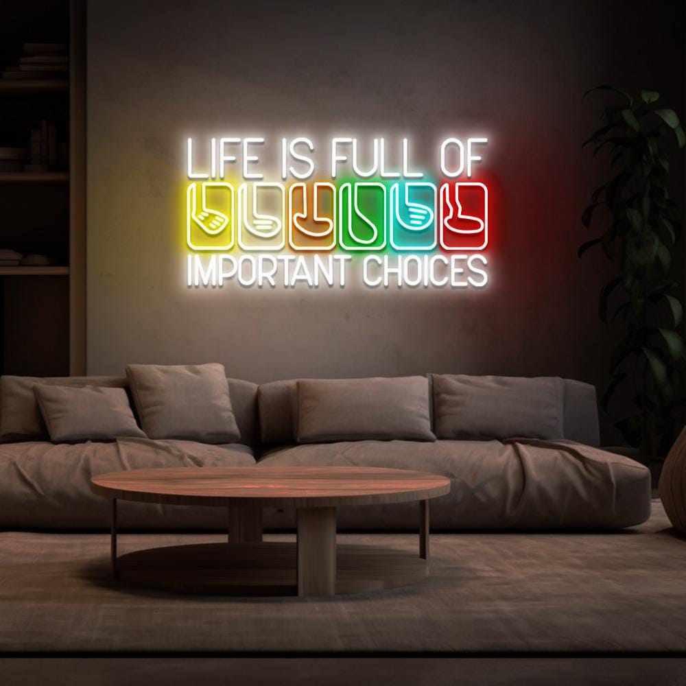 Life Is Full Of Important Choices Neon, Course Funny Humor Joke, Sports Golf, Golf Lover Neon, Golfing Club, Golf Lover Gift, Golf Neon Sign