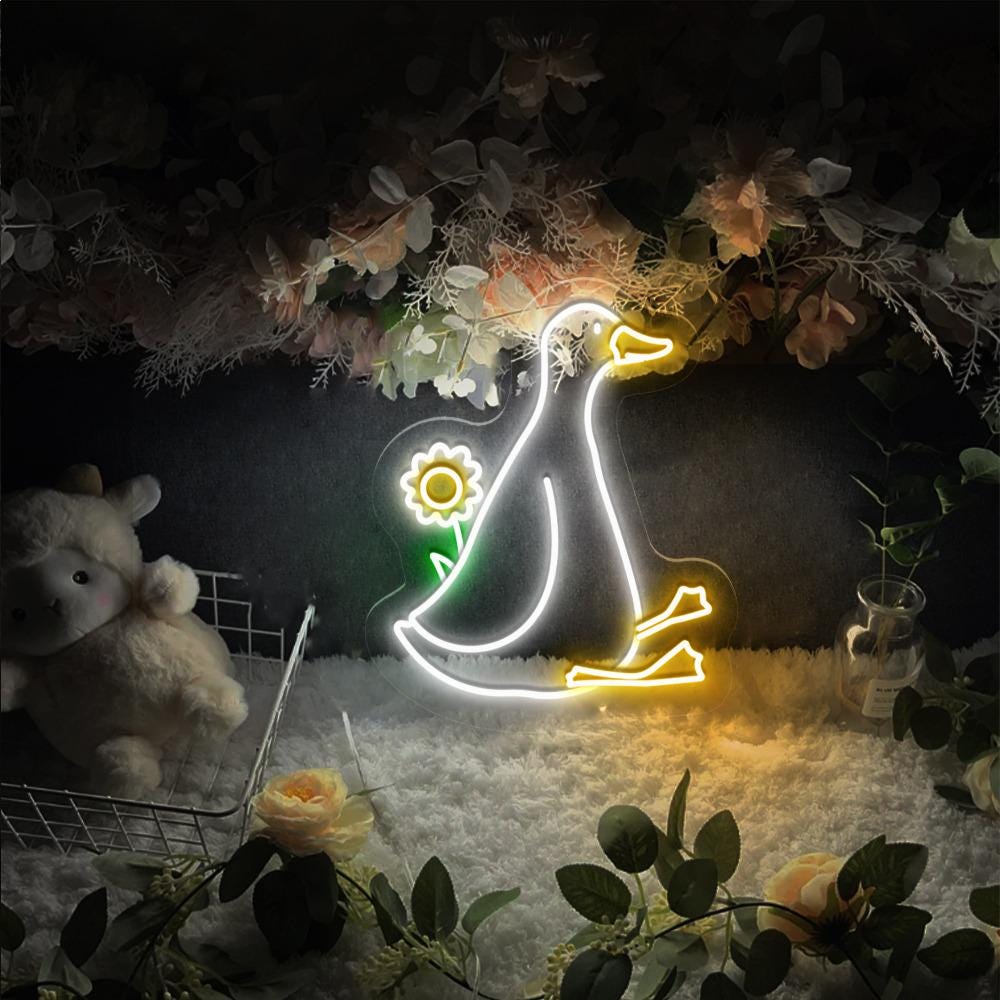 Silly Goose Wall Neon Art, Girls Wall Art, Cute Goose Neon, Light Pink Nursery Decor, Farm Animal Neon Sign, Girl's Room Decor, Goose Gifts