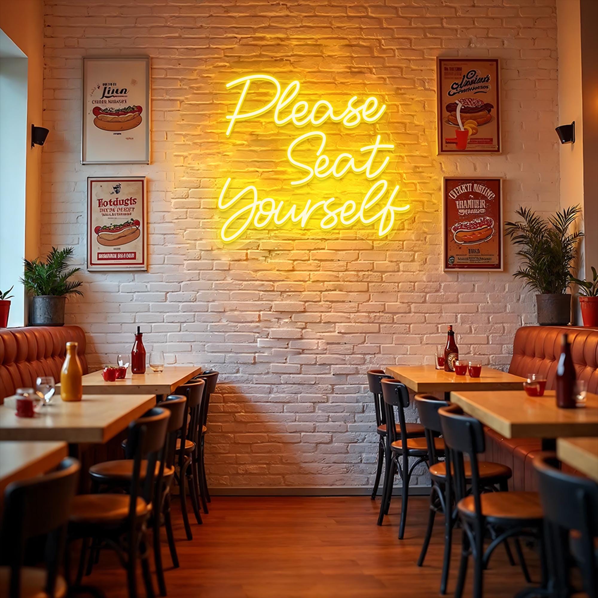 Please Seat Yourself Neon Sign - Funny Restroom LED Neon Light, Bathroom Wall Hanging, Restaurant Decoration Cafe Shop Sign Office Bathroom