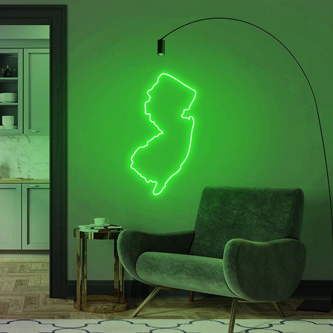 New Jersey State Sign, Neon Sign Farmhouse Home Decor, Custom State Map Sign Gift, New Jersey Wall Art, Home State Decor, Moving Gift