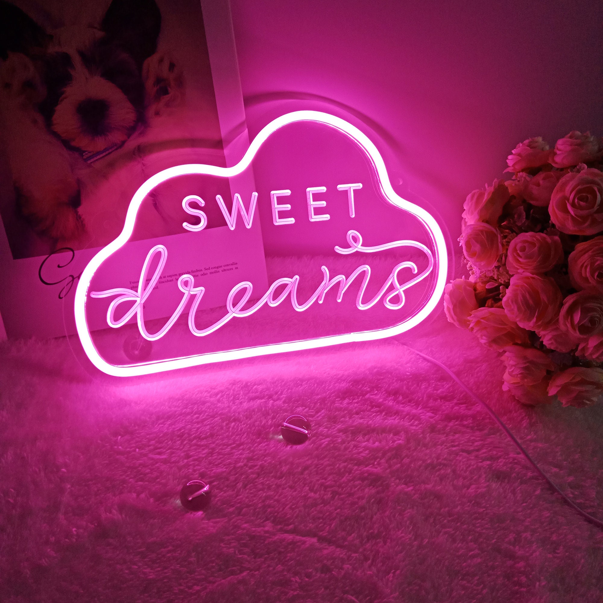 Neon Sign Sweet Dreams Night Light Children's Room Girl Bedroom Decoration daughter's favorite gift