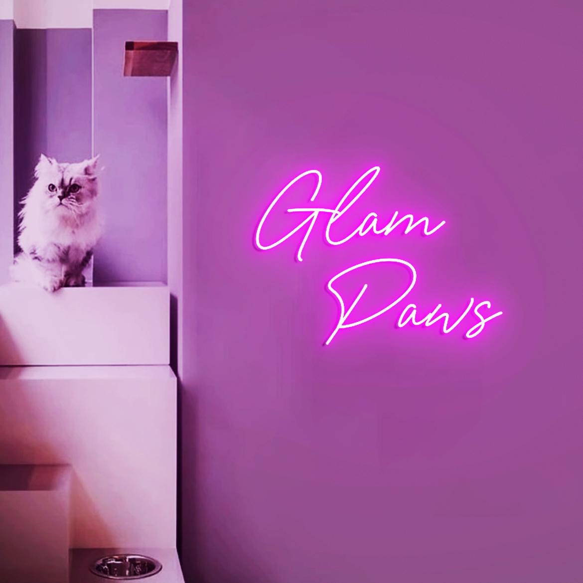 Glam Paws Neon Sign, Neon Lights for Pet Salon Wall, Dog Grooming Salon Decor Ideas, Neon Sign Display Grooming Dog Salon