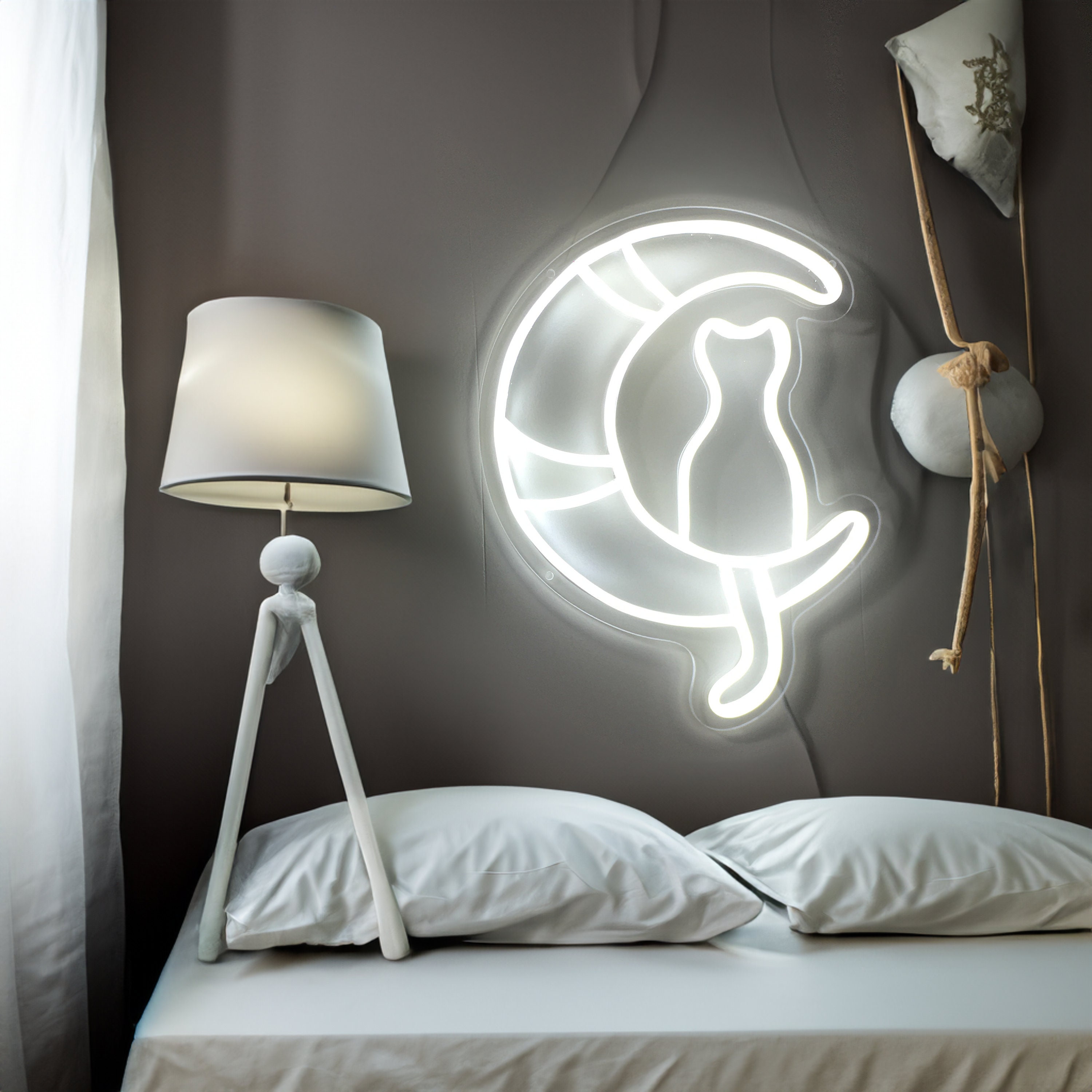 Kitten Dallas Neon Light Sign for Wall Room Decoration Personalized Gift Kids Cat on the moon Wall Decor Aesthetic Room Decor