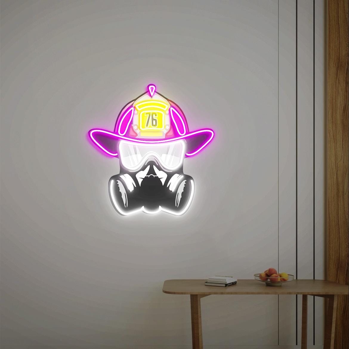 Firefighter Neon Sign, Customized Firefighter Sign, Custom Firefighter Helmet Sign, Personalized Gift for Fireman, Firefighter Gifts,