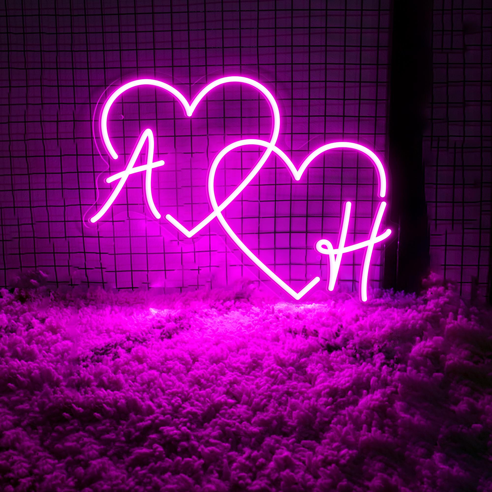 Custom Initial Name Wedding LED Neon Sign, Personalized Wedding Decor, Bride and Groom Neon Light, Romantic Wedding Wall Art