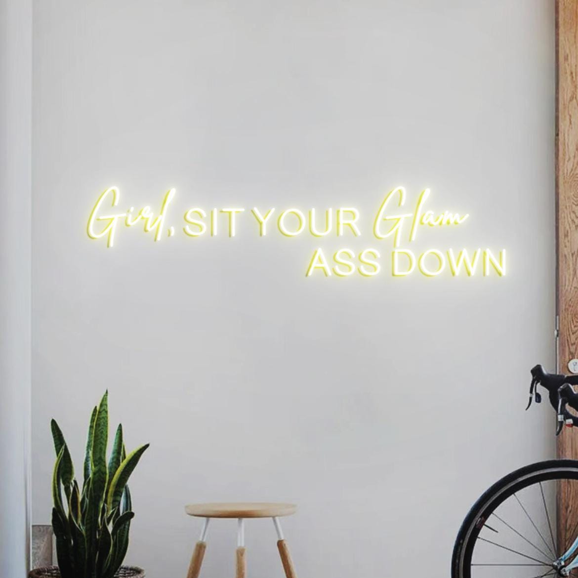 Girl Sit Your Glam Ass Down Neon Sign, Personalized Neon Light Salon Wall Idea, Glam Salon Signs Wall, Salon Boss Business Sign