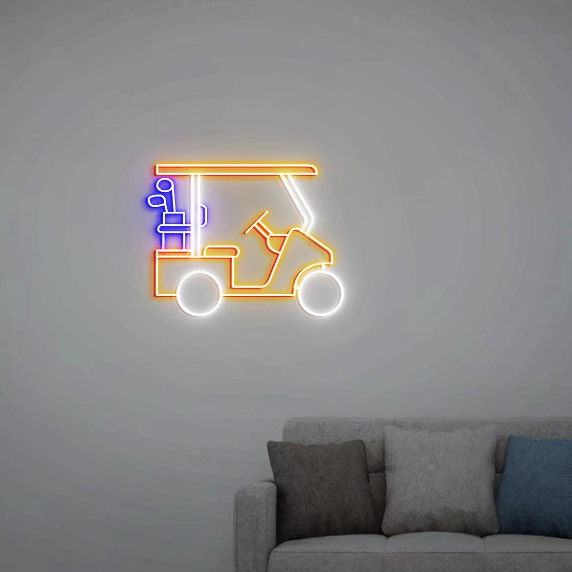 Golf Cart Neon Sign, Personalized Golf Cart Sign, Golf Art for Home Office Wall Decorations, Golfer Gift, Gift for Golf Lovers, Golf Sign