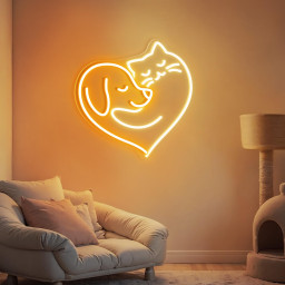 Dog Loves Cat Neon Sign Love Dog Neon Light Pet Shop Spa Sign Pet Lover Wall Art Bedroom Decor Gift for Dog Lover Gift for him Wall Decor
