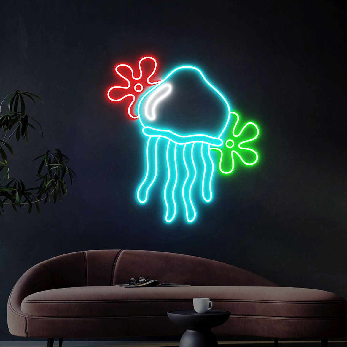 Jellyfish Neon sign, Custom Spongebob Flower Neon Light, Jellyfish Decoration Neon Sign, Jellyfish Wall Art Bedroom Decor