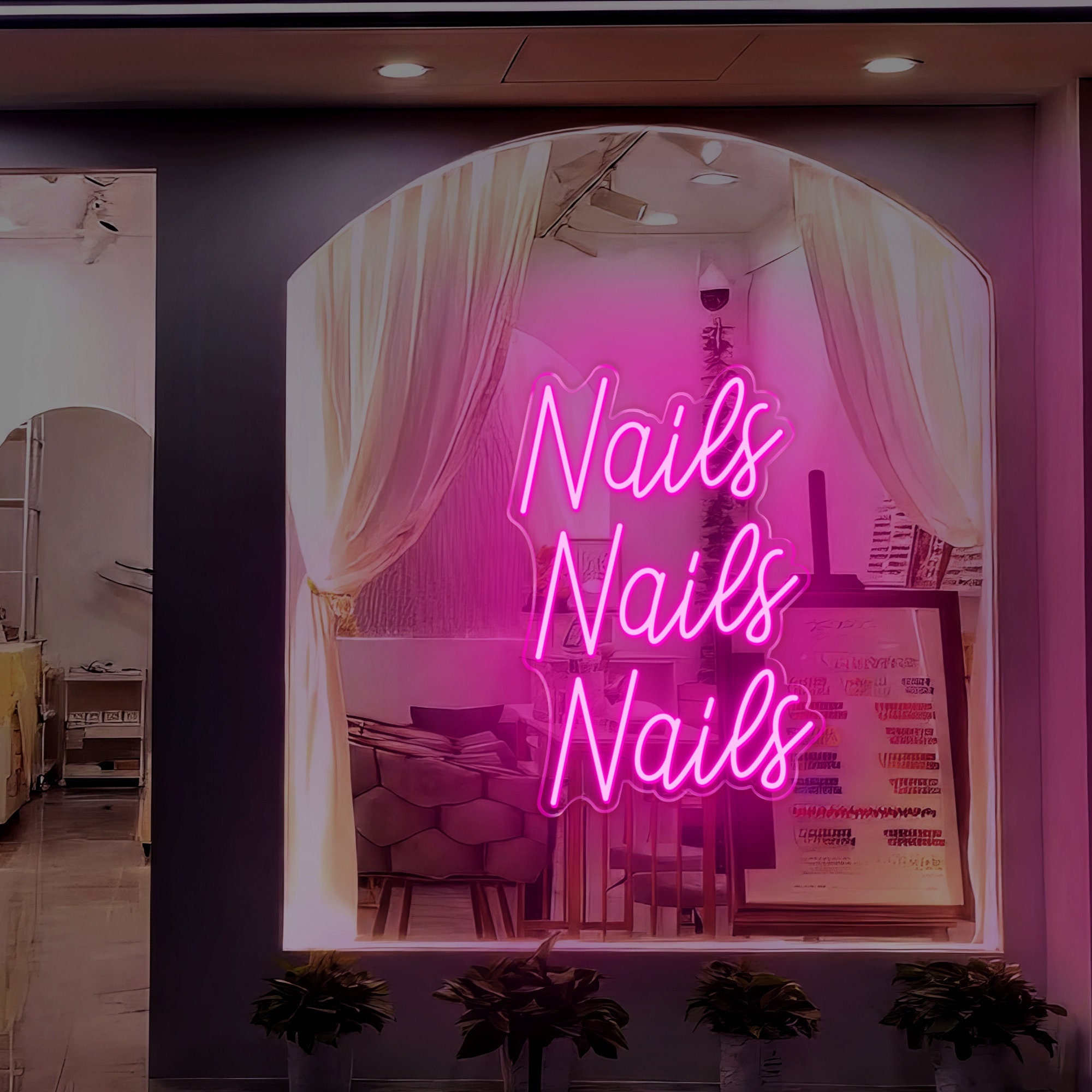 Nails Nails Nails Neon Sign,Custom Neon Sign,Beauty Salon Sign Nails Studio Wall Decor,Welcome Neon Sign,Nails Salon LED Sign