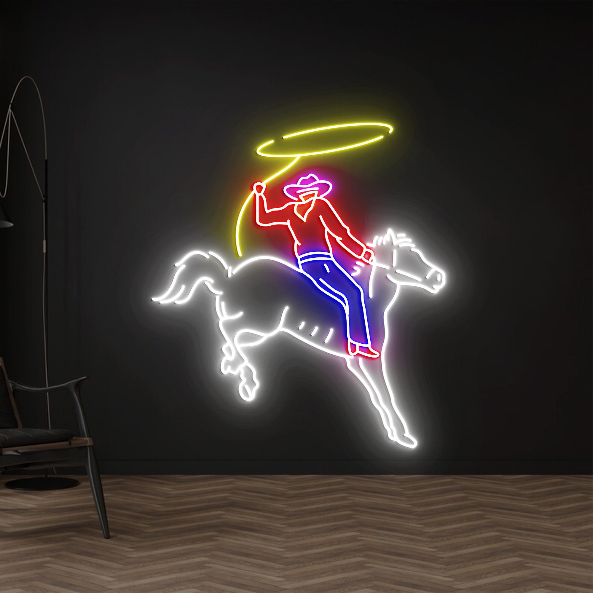 Custom Rodeo Neon Light, Neon Sign Light Decor, Cowboy Rides Horse Neon Light, Bedroom Neon Lights, Horse Led Light, Wall Decoration