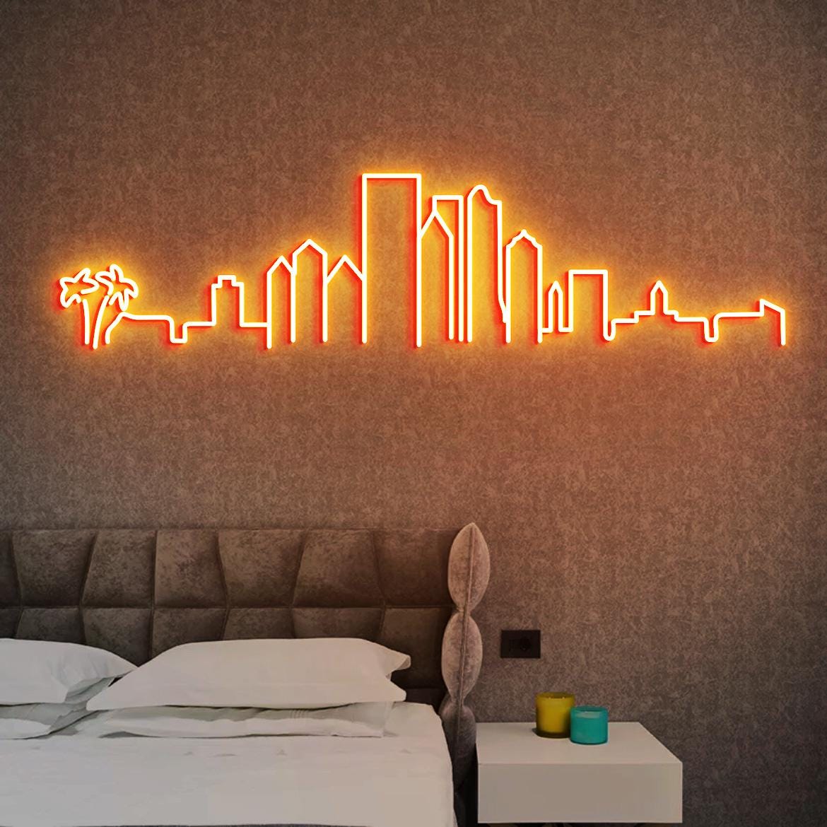 Miami Skyline Neon Sign, Miami, Florida Skyline Wall Art, New Home for Miami Gift, Neon Sign Miami Skyline, Moving Gift