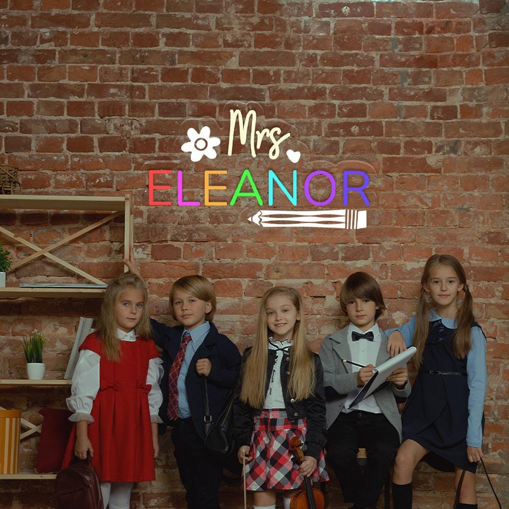 Personalized Teacher Door or Wall Neon Sign, Classroom Sign, Teacher Name Neon Sign, Classroom Door Hanger, Personalized Teacher Neon Sign