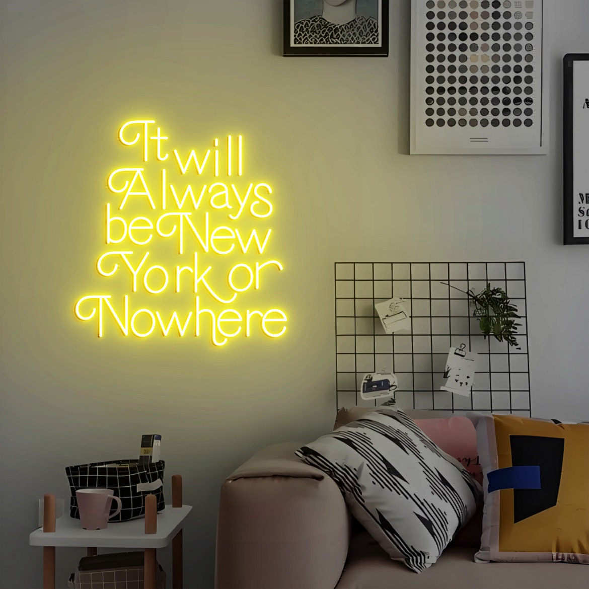 It will always be New York or Nowhere Neon Sign, New York or Nowhere, Trendy New York Wall Decor, New York Apartment Decor