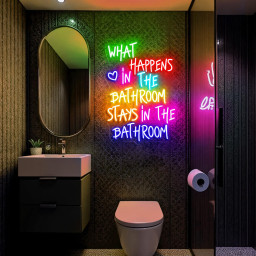What Happens In The Bathroom Stays In The Bathroom Neon Sign Bar Sign Bathroom Signs Decor Funny Bathroom Art Restroom Sign Home Decor