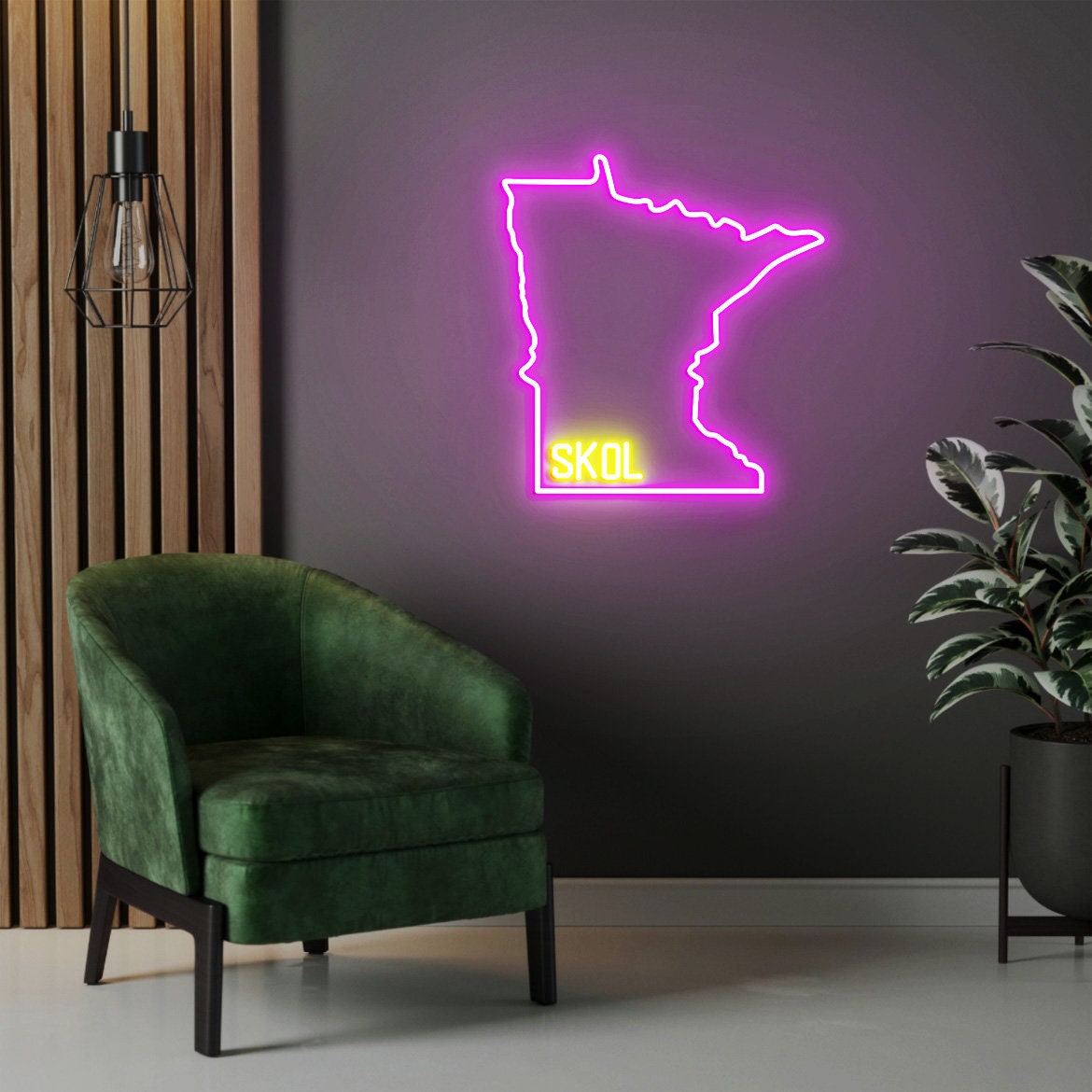 SKOL Sign, Skol Minnesota Vikings Neon Sign, Vikings Skol Home Decor, Minnesota State Outline, Skol Gift, Christmas Gift