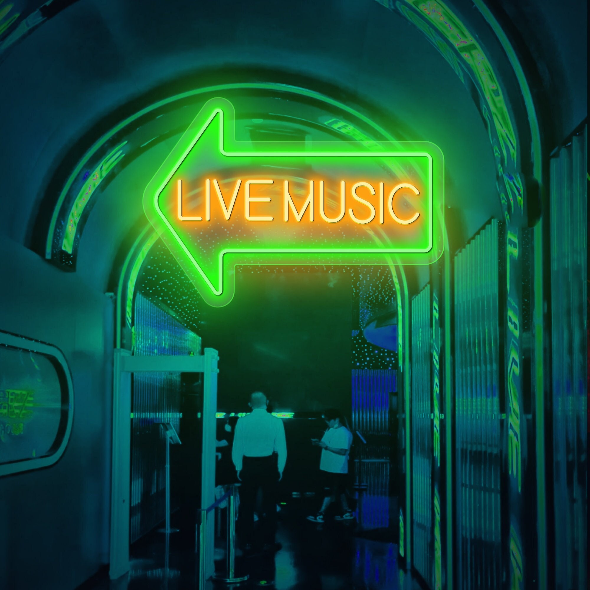 LIVE MUSIC Arrow Custom LED Neon Sign Personalized Light Up Sign Bar Nightclub Music Studio Wall Decor Living Room Decoration Birthday Gift