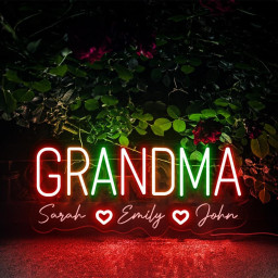Personalized Grandma Neon Sign with Names, Custom Grandma Neon Sign, Nana Neon Led, Gramma With Children Names Apparel, Mother's Day Gifts