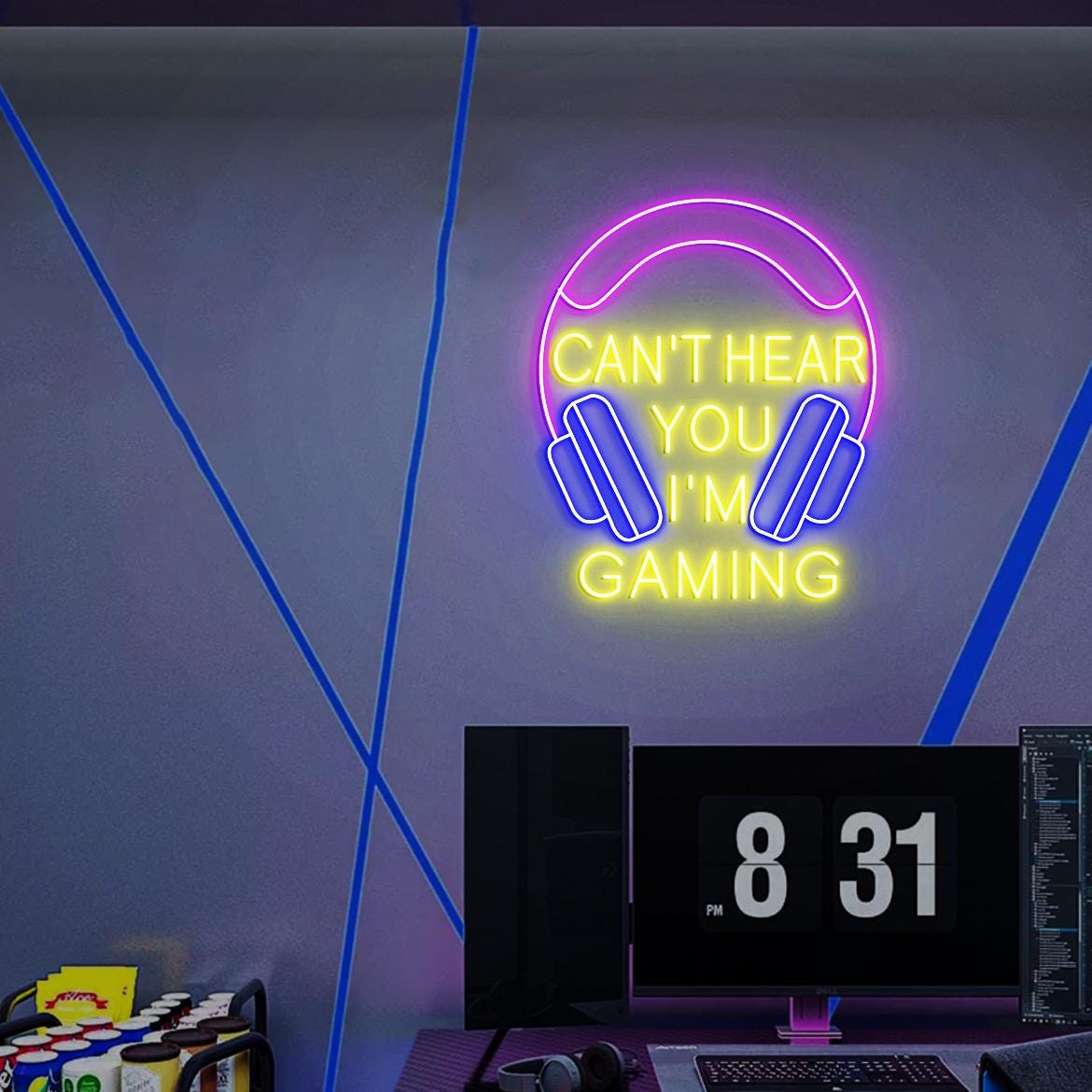 Can't Hear You I'm Gaming Neon Light, Gaming Headset Wall Art, Gaming Room Wall Led Neon Light, Gaming Room Decor Idea, Gaming Gifts