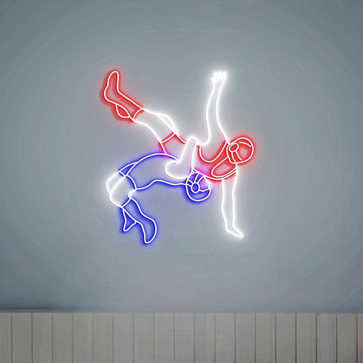Wrestling Neon Light Sign, Custom Wrestling Sign, Personalized Gifts for Wrestler, Wrestling Christmas Gifts, Wrestling Sports Room Decor