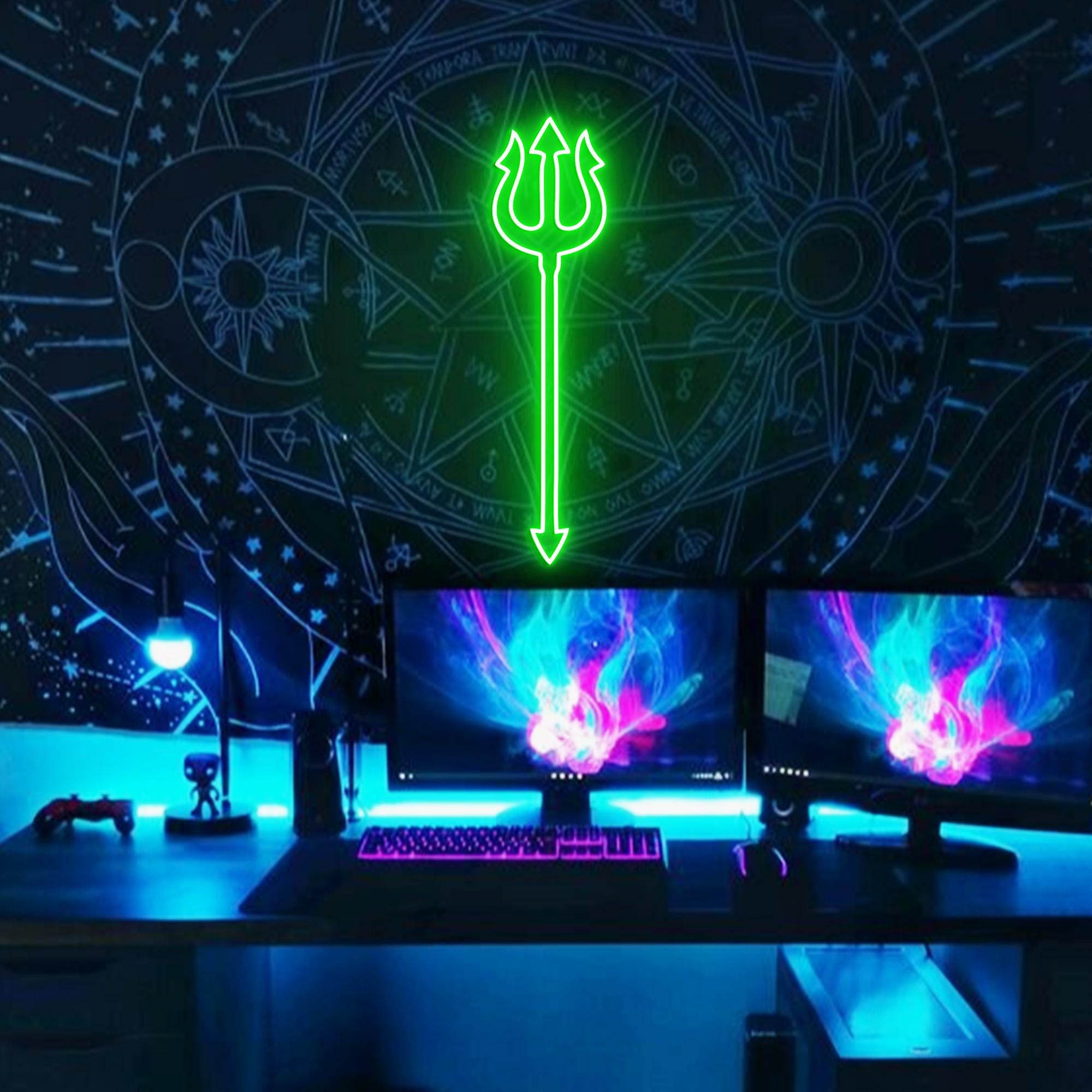 Trident Neon Light, Trident Neon Sign Light Decor, LED The Weapon Of The Sea God Sign, Poseidon Neon Signs, Trident Wall Decoration