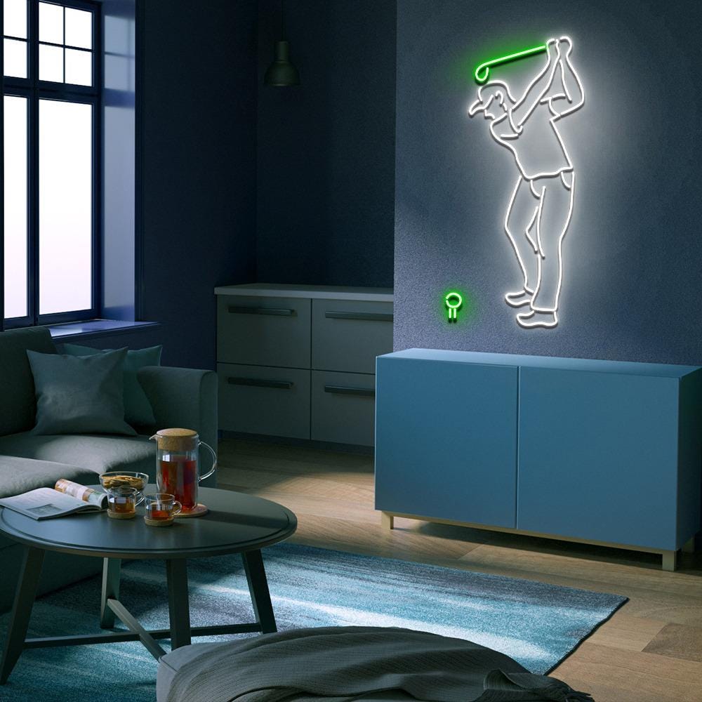 Golfer Line Art Neon Sign For The Ultimate Golf Lover, For The Bar, Home, Bedroom, Cafe, Restaurant, Office Living Room, Golfer Neon Gifts