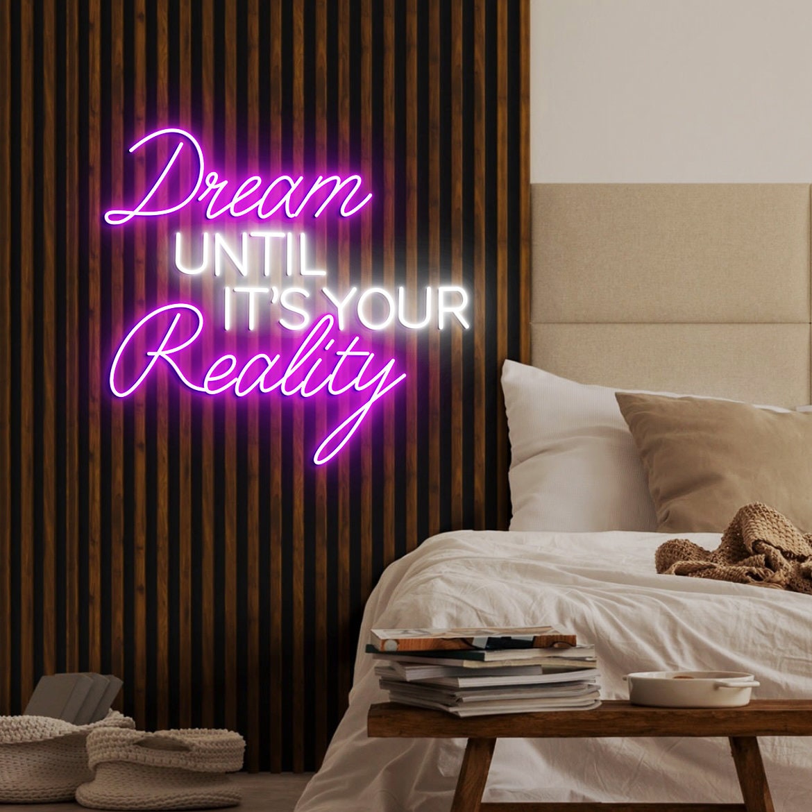 Dream Until It's Your Reality, Neon Sign Light, Custom Neon Lights Inspirational Quote Neon Sign