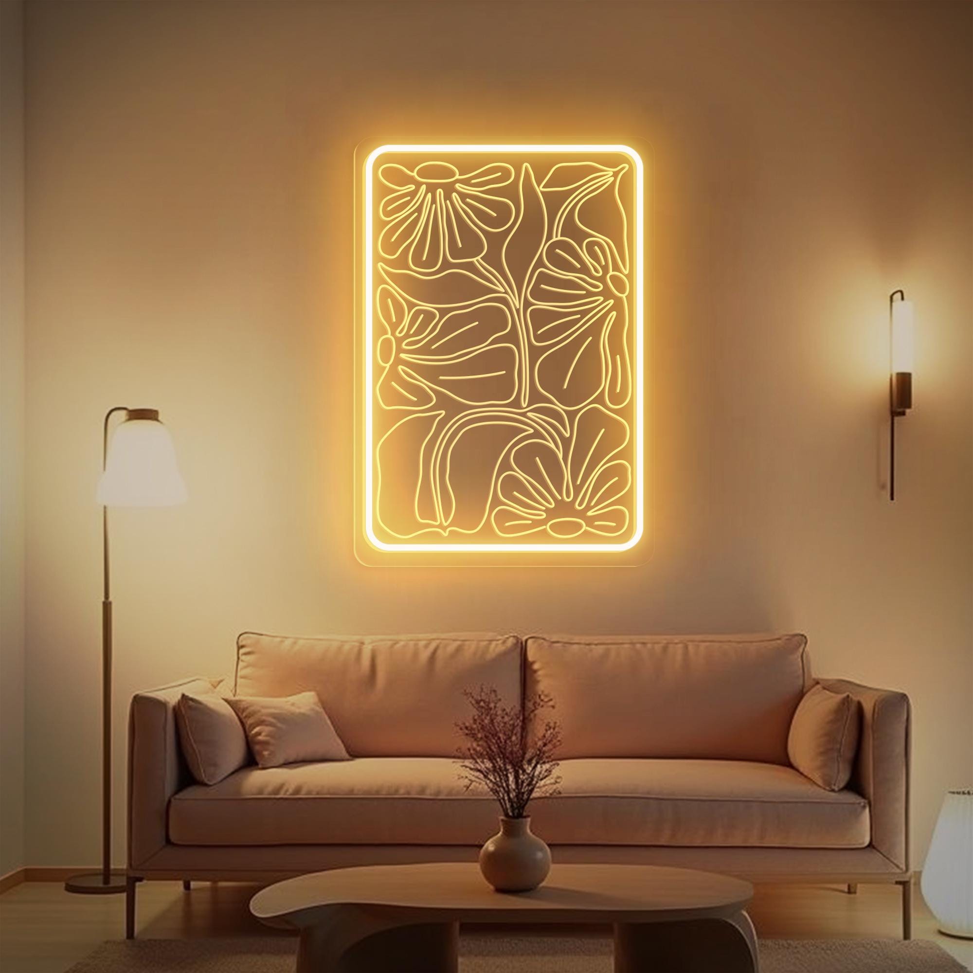 Flower Neon Sign, Floral Led Sign, Wildflower Neon Sign, Gift for Mom, Flower Neon Light, Home Bedroom Neon Wall Art Decor Housewarming Gift