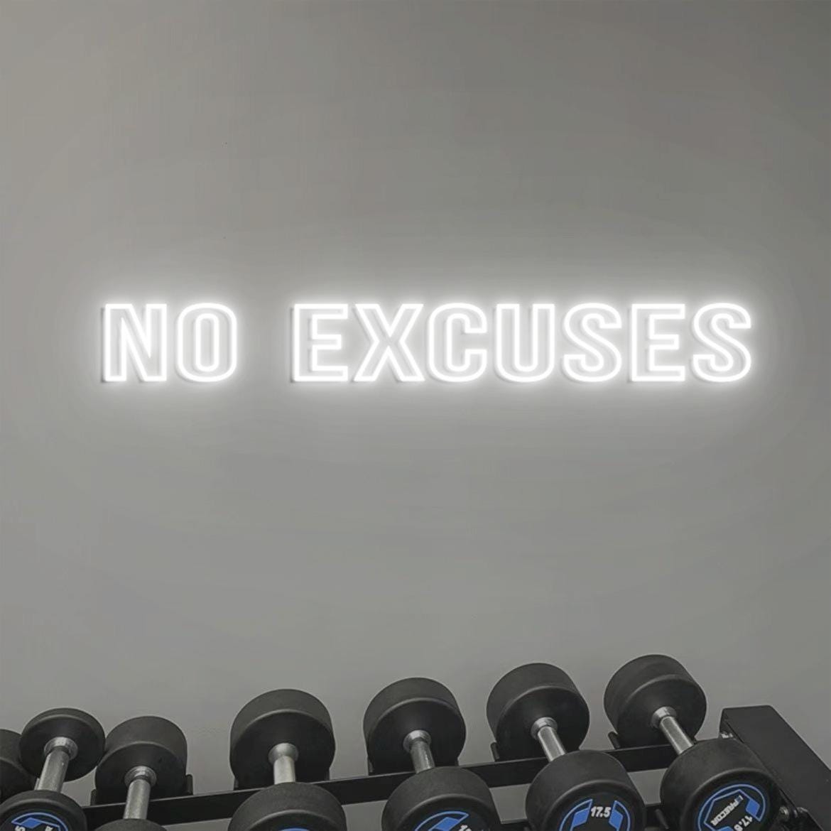 No Excuses Neon Sign Light, NO EXCUSES Sign Gym Wall, Motivational Quotes Signs for Fitness Wall, Training Room Wall Signs, Gym Presents