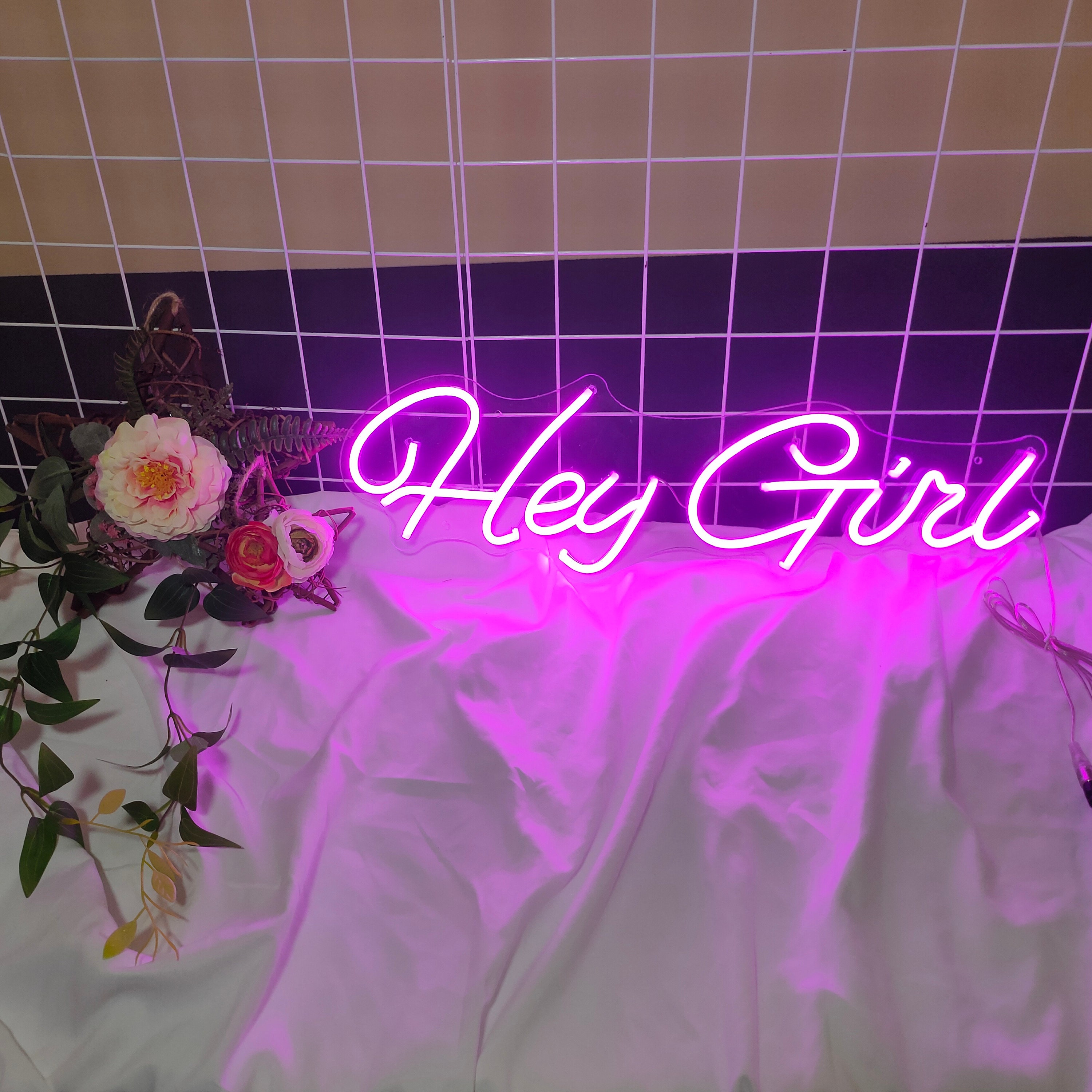 Hey Girl Neon Light Led Name Sign Wedding Decoration Wall Mural For Engagement Party Supplies Acrylic Banner personalized customization Art