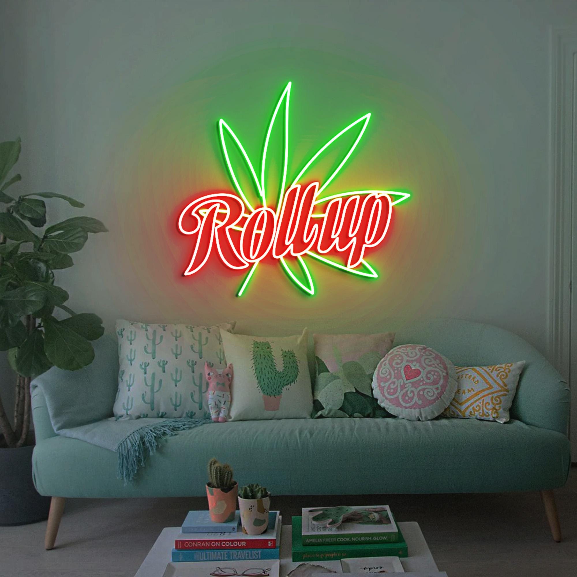 Roll Up Weed Neon Light, Marijuana Leaf Neon Sign Light Decor, Smoke Shop Led Light, Marijuana Smoker Gift, Roll Up Weed House Wall Decor