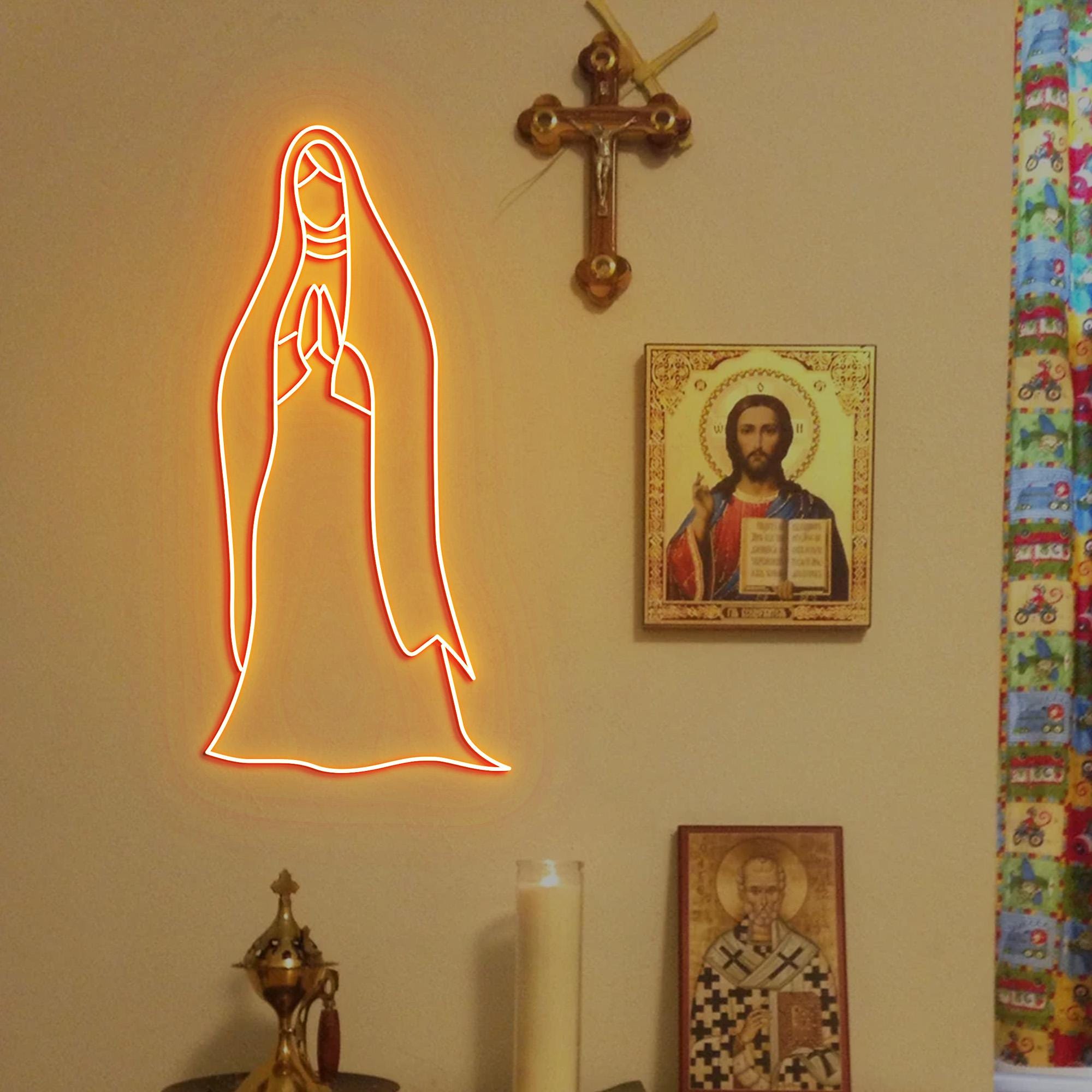 Virgin Mary Neon Light, Madonna Neon Sign Light Decor, Virgin Neon Sign, Ecclesia Neon Light, Religious Faith Neon Sign, Ecclesia Wall Decor