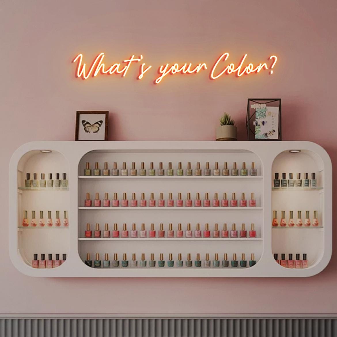 What's your Color? Nail Beauty Neon Light Sign, Nail Room Wall Art, Neon Sign for Nail Polish Rack Wall, Nail Business Wall Sign Display