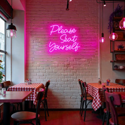 Please Seat Yourself Neon Sign - Funny Restroom LED Neon Light, Bathroom Wall Hanging, Restaurant Decoration Cafe Shop Sign Office Bathroom
