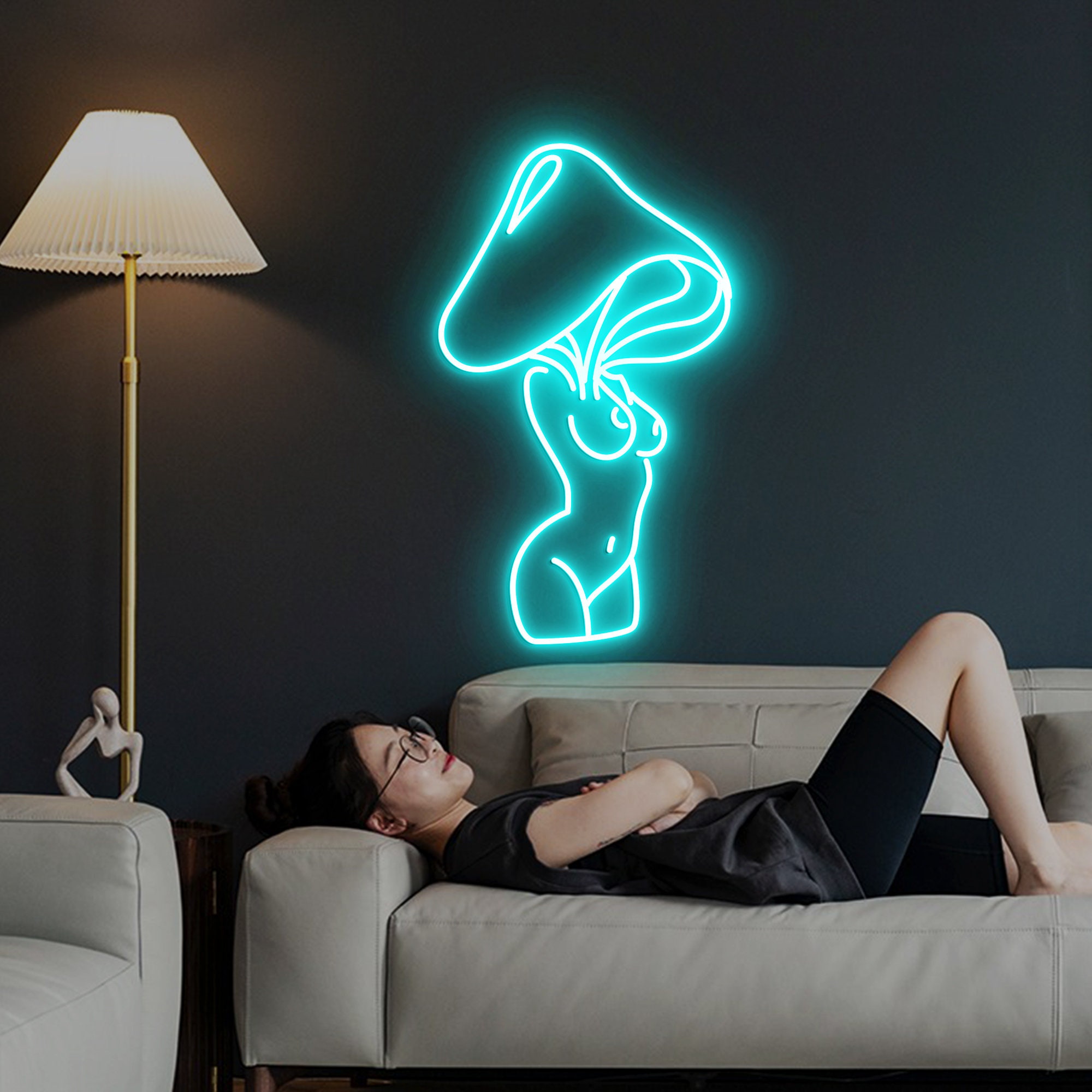 Mushroom Lady Led Neon Sign, Lady LED Lights, Bar Neon Sign for Man Cave Decor, Bedroom Wall Decor Party Art Decoration Gift for Her