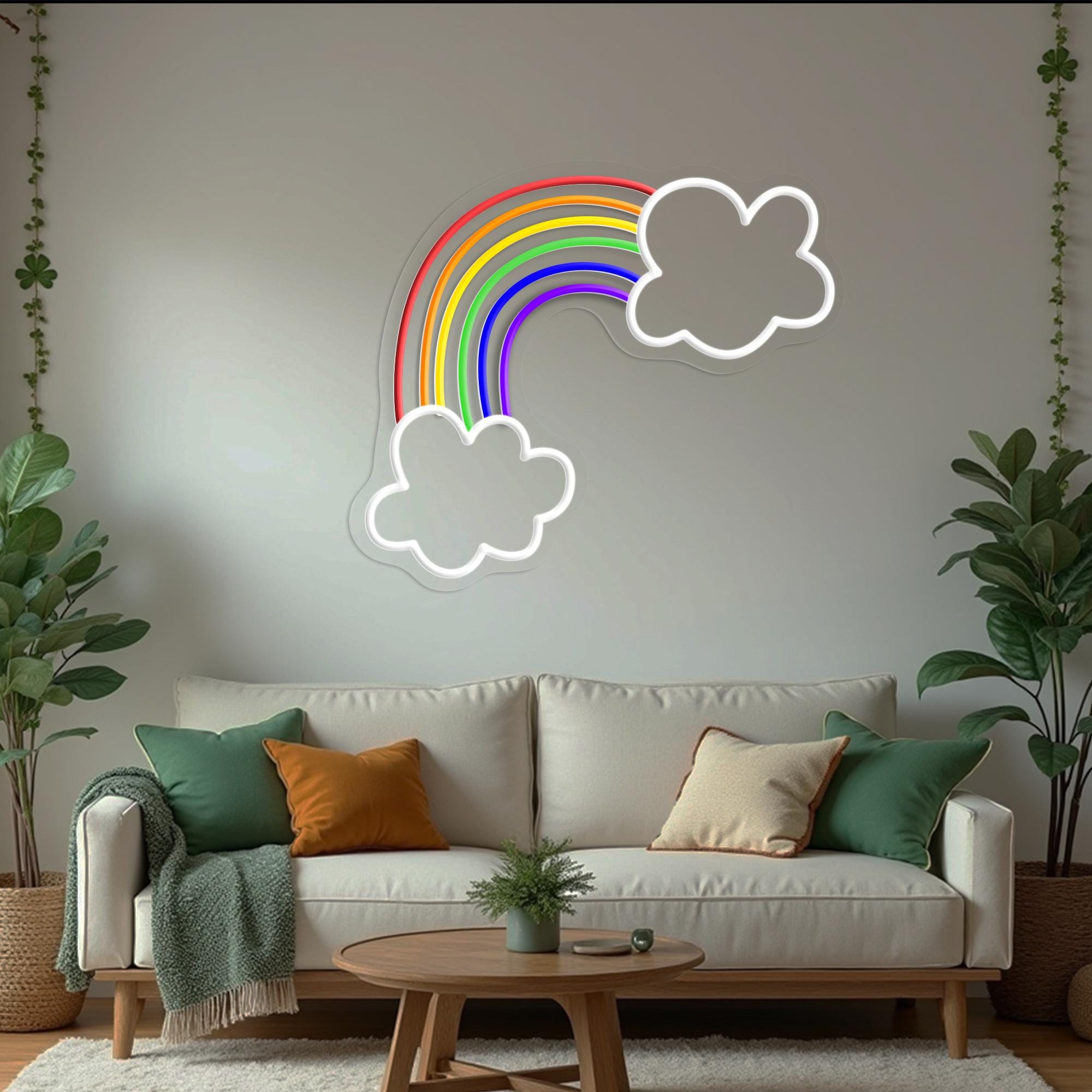 Rainbow and Cloud Neon Sign Shamrock St. Patrick’s Day Neon Light Irish Lucky Decor Colorful Wall Art Fun Gift for Kid Bar and Party Decor