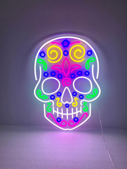 Sugar Skull Neon Light, Mexican Skull Decor, Mexican Bedroom Neon Lights, Sugar Skull Wall Decoration