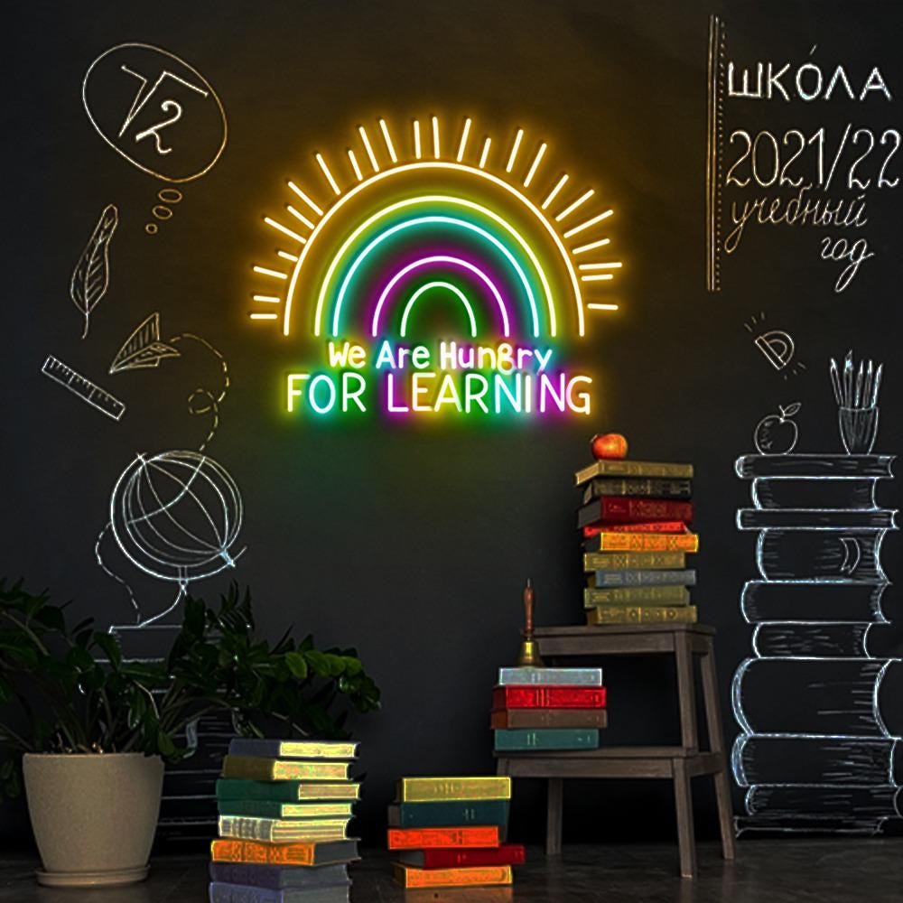 We Are Hungry For Learning Neon Sign, Back To School Neon Gifts, 1st Day Of School, Funny Teacher Neon, Teacher Gifts, Cute Teacher Gifts.