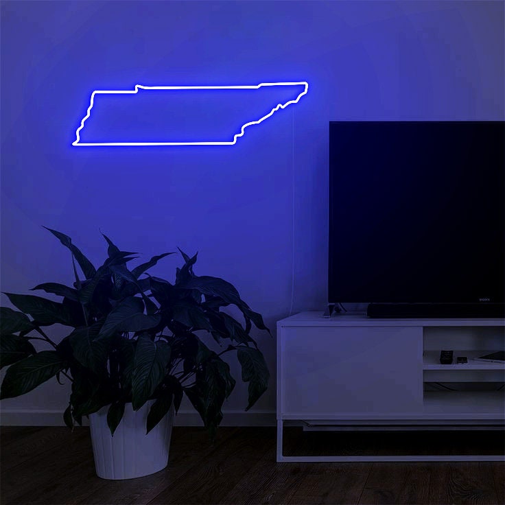 Tennessee State Neon Sign, Tennessee Map Wall Art, Tennessee Outline Art, Tennessee Home Decor, Personalized Tennessee Gift