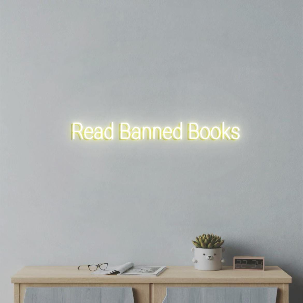 Read Banned Books Neon Light Sign, Funny Books Sign for Books Room Wall, Books Sign for Book shelf, Banned Sign Books Wall Decor, Read Sign
