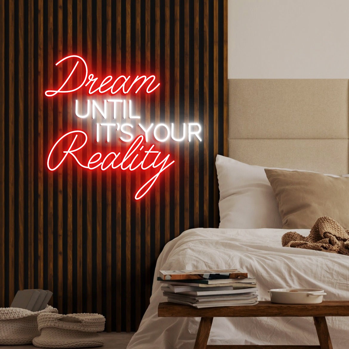 Dream Until It's Your Reality, Neon Sign Light, Custom Neon Lights Inspirational Quote Neon Sign