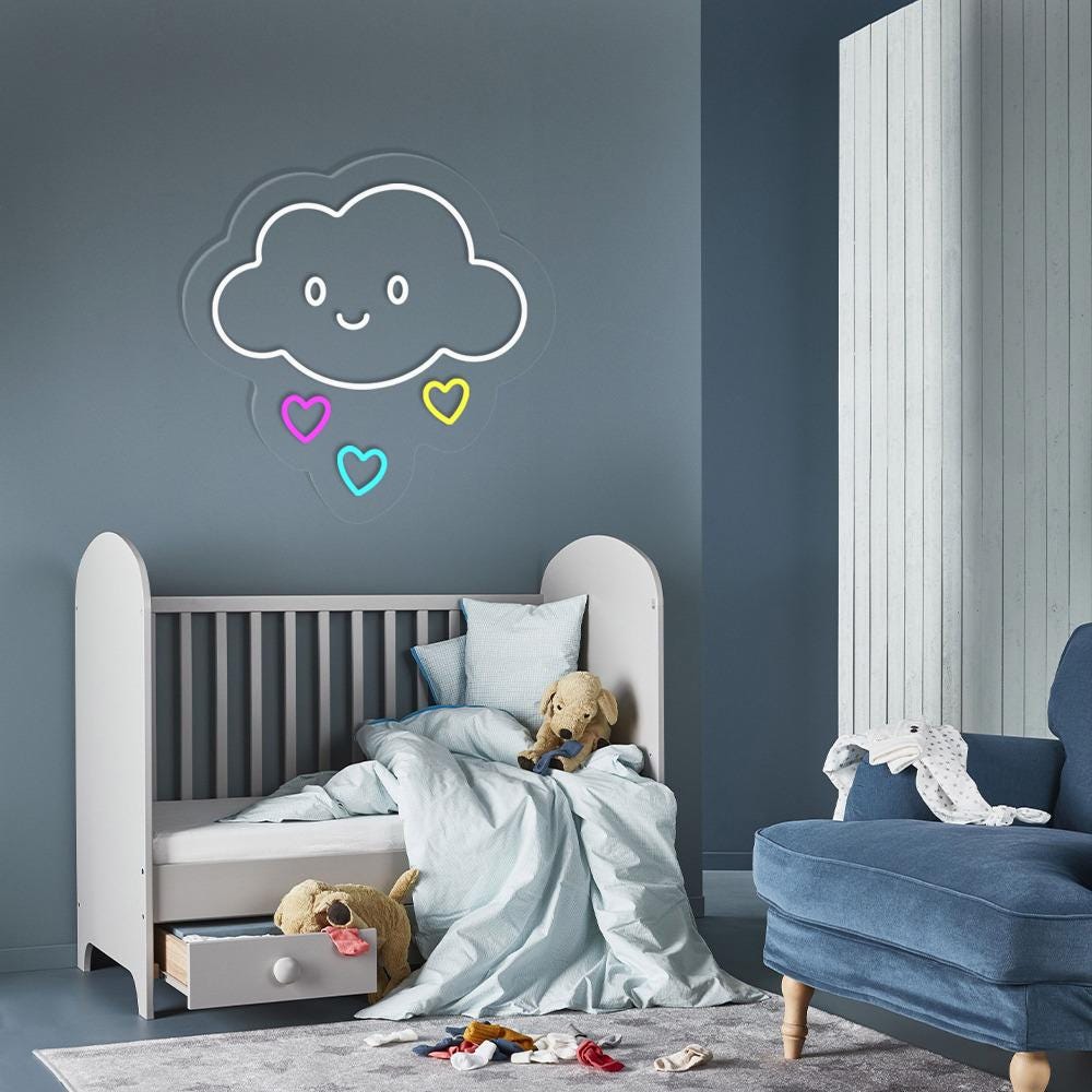 Girl Cute Wall Art, Nursery Neon, Cloud Neon, Cloud Decor, Cloud Art, Cloud Wall Art, Neon Sign Cloud, Kid Room Decor, Nursery Wall Art Gift