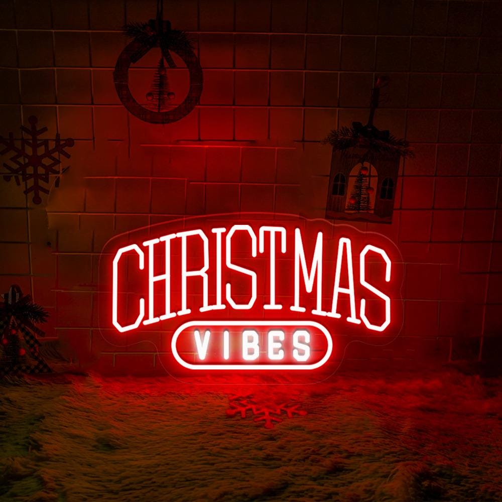 Christmas Vibes Neon Sign, Christmas Neon Decor Wall, Holiday Neon Sign, Cute Christmas Nepn Led, Christmas Neon Sign Gifts