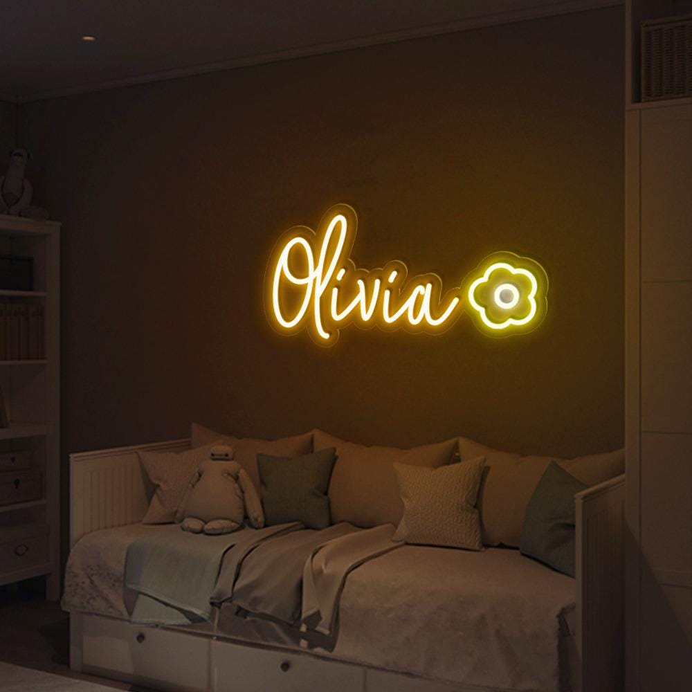 Custom Name With Heart LED Neon Sign For Kids, Neon Sign Bedroom, Kids Room Decor, Bedroom Nursery Neon, Gift For Kids, Birthday Baby Gifts