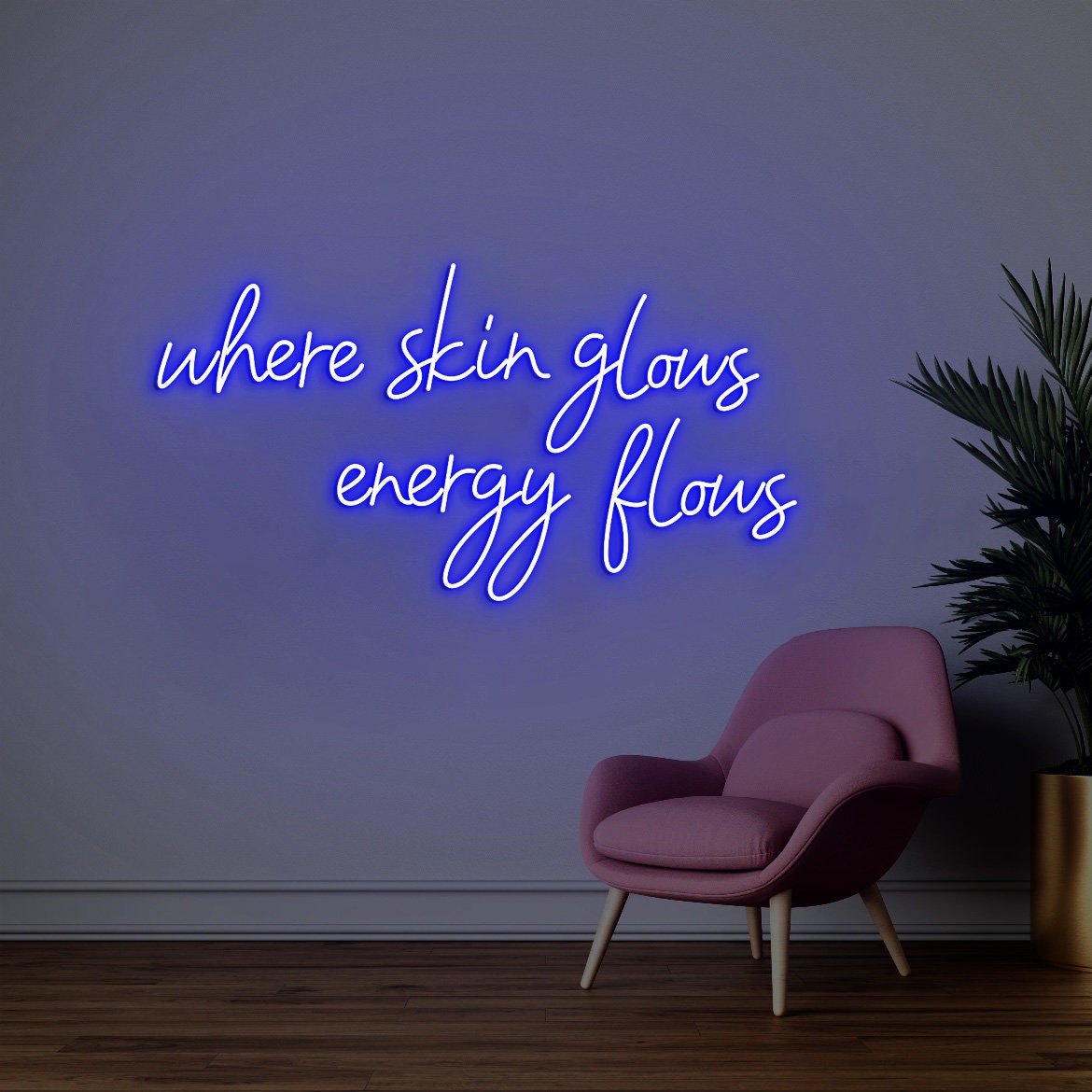 Where Skin Glows Energy Flows Neon Sign, Spa Wall Decor, Esthetician Decor, Beauty Salon Sign, SkinCare Facial Room Wall Decor