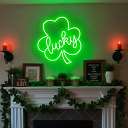 Lucky Clover Neon Sign St. Patrick’s Day Neon Light Shamrock Light Wall Decor Irish Gift Holiday Home Decor Personalized St. Paddy’s Gift